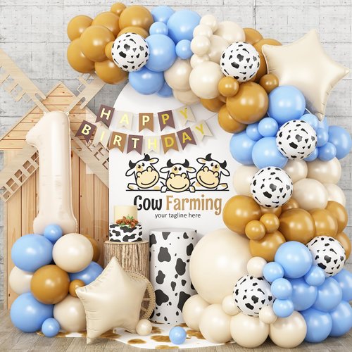Cowboy 1st Birthday Party Decorations, Cowboy 1st Birthday Balloon Arch Kit with Star Foil Balloons Birthday Banner for My First Rodeo Birthday Party Supplies, Farm Western Theme Baby Boy 1st Birthday