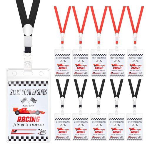 DLUGOPIS 10 Pcs Race Party Tickets with Lanyards Invitations Race Car Birthday Party Supplies Racing Theme Party Favors Gamer Party Vip Pass Accessories for Kids