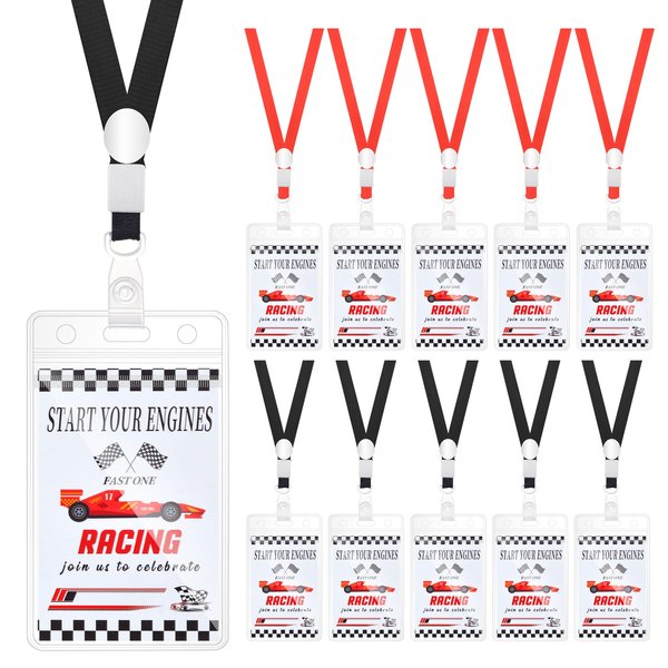DLUGOPIS 10 Pcs Race Party Tickets with Lanyards Invitations Race Car Birthday Party Supplies Racing Theme Party Favors Gamer Party Vip Pass Accessories for Kids