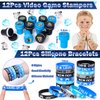 Winrayk 136Pcs Kids Video Game Party Favors Gamer Birthday Supplies, Straw VIP Pass Bag Bracelet Stamper Glow Sticker Keychain, Pinata Filler Goody Stuffer Girl Boy Game On Gaming Party Favors Decor