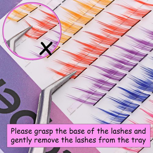 outopen Colored Lashes 14MM Cluster Lash Extensions 140 PCS 7 Colored Mixed Eyelashes C Curl Wispy Natural Colorful Cluster Lashes Extension DIY at Home Reusable (fox eye/7 colors mixed)