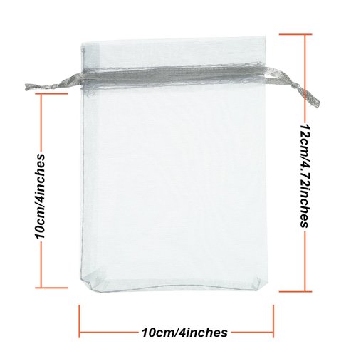 Mudder 50 Pack Organza Gift Bags Wedding Party Favor Bags Jewelry Pouches Wrap, 4 x 4.72 Inches (Silver Grey)