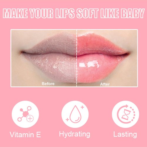 Loobexery 2Pcs Crystal Jelly Lip Oil Big Brush Head Moisturizing Lip Gloss Hydrating Tinted Lip Balm, Long Lasting & Nourishing Lip Glow Oil, Non-sticky Fresh Texture