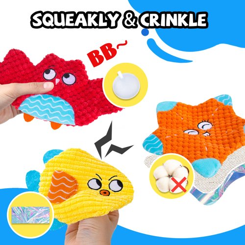 HOESDA No Stuffing Dog Toys 10 Pack,Squeaky Dog Toy Crinkle Dog Toys for Small Medium Dog,Durable Plush Dog Toys,Cute Animal Stuffless Pet Toys,Interactive Puppy Teething Chew Toys for Entertaining