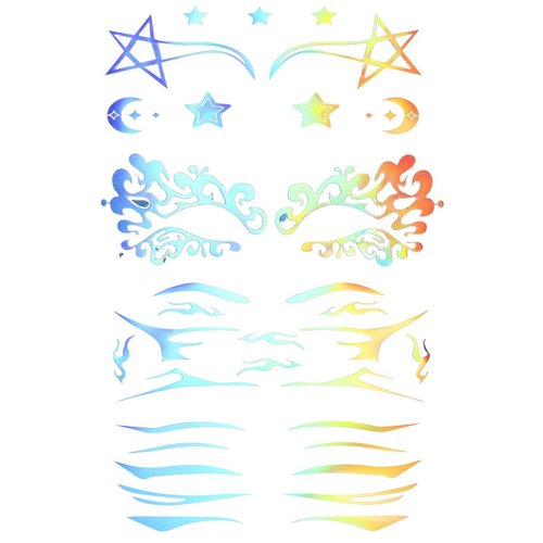 Metisee Holographic Face Stickers Eye Makeup Tattoo Stickers Waterproof Temporary Eyeliner Stickers Halloween Carnival Party Eyeshadow Sticker for Women and Girls (Style C)
