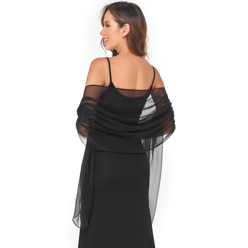 SURVODJA Women Shawls and Wraps for Evening Dress Lightweight Scarf Wedding Guest Shawl Wrap Bridesmaid Scarves(Black,79''×18'’)