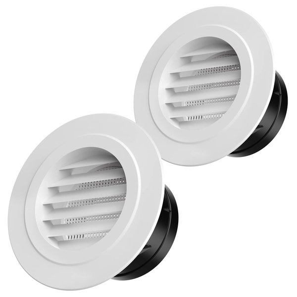 Soffit Vents 4 Inch, Hon&Guan Soffit Exhaust Vent Exterior Round Vent Cover with Built-in a Fly Screen for Bathroom Office Home-2PCS