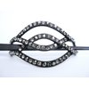 Silver and gray crystal art deco black acrylic hair slide stick clip barrette