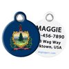 Dog Tag Art Vermont Flag Personalized Pet ID Tag for Dogs and Cats, Silent Polymer Coated Stainless Steel Vermonter Flag Nametag with Customized Identification Information - Small .875" Diameter