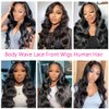 Hsxdm Body Wave Lace Front Wigs Human Hair Pre Plucked with Baby Hair 180% Density HD Transparent 13x4 Lace Frontal Human Hair Wigs for Women Natural Black 26 Inch
