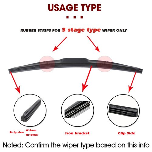 OROPN Auto Car All-Season Windshield Wiper Blades Refills Natural Rubber Strips for Hybrid Type of Wiper Blade (21"+21" Pair for front Windshield)