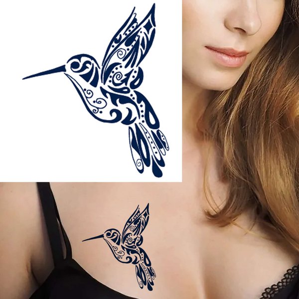 Dopetattoo Flower 4 Sheets Lasting 1-2 Weeks Temporary Tattoo for Women Hummingbirds Stencil Tattoo Flower Bird Abstract Art Be Juice Realistic Tattoos for Chest for Adults Woman