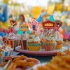 40 Pcs Circus Cupcake Toppers - Carnival Party Decorations and Circus Party Cupcake Toppers - Perfect for Circus Birthday Cupcake Toppers, Carnival Baby Shower,and Circus Cake Decor