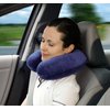 TravelMate Memory Foam Neck Pillow - Adjustable Thickness for Best Comfort, Dark Blue