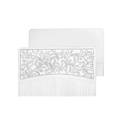 Divoti Surgical Stainless Steel Credit Card Size Wallet Comb Perfect for Wallet & Pocket – Compact & Durable Hair & Beard Comb – EDC Comb - Filigree