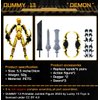 altuco Assembled T13 Action Figure with Multiple Accessories, Gold 3D Printed Multi-Jointed Titan 13 Figure,Dummy 13 Desktop Decorative Toy