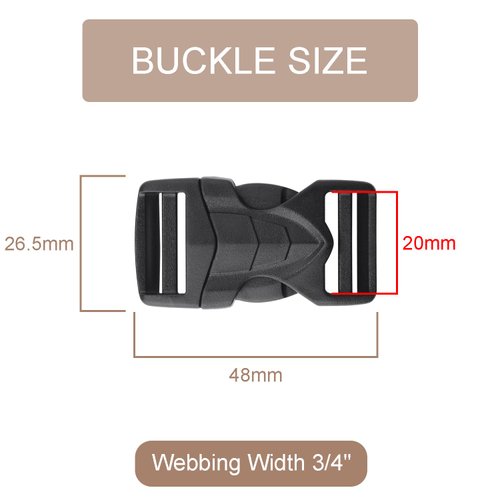 6 Pack 3/4" Buckles for Strap Quick Side Release Buckles Replacement, Backpack Clip, Plastic Buckle Clips for Dog Collar Nylon Webbing Buckle Dual Adjustable