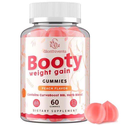 Glorithiventa Booty Gummies for Women, BBL Gummies Contains CurvaBoost BBL Herb Blend & Creatine Monohydrate for Booty, Curves & Energy, Zero Sugar, Vegan, Peach Flavor - 60 Gummies