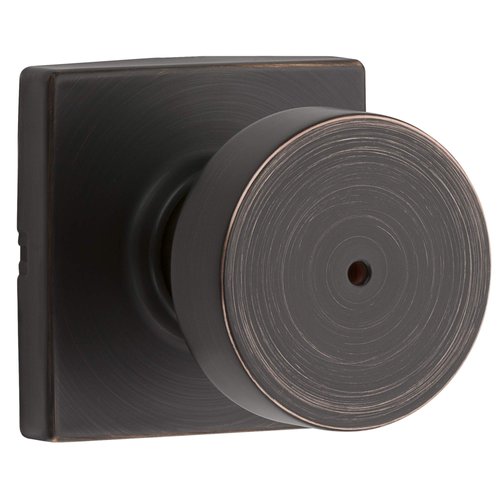 Kwikset 730PSKSQT-11P Pismo Knob with Square Rose Privacy Lock with 6AL Latch and RCS Strike Venetian Bronze Finish