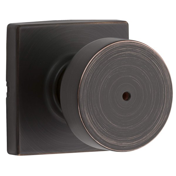 Kwikset 730PSKSQT-11P Pismo Knob with Square Rose Privacy Lock with 6AL Latch and RCS Strike Venetian Bronze Finish