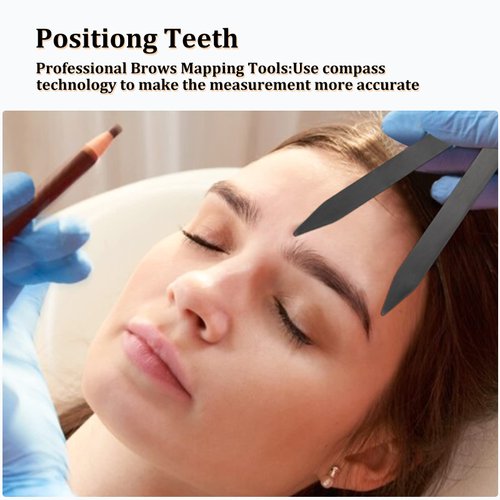 Charme Princesse Eyebrow Ruler Stainless Steel Tattoo Eyebrow Stencil Ruler Three-Point Positioning Permanent Eyebrow Makeup Measuring Symmetrical tool(Black) LB000249-1