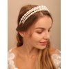 Jumwrit Bridal Pearl Headbands White Faux Pearl Headbands Bridal Hair Hoop Big Pearl Tiara Crown Wedding Hair Accessories for Women Girls(3pcs)