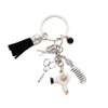 Fuqimanman2020 Comb Scissors Hair Dryer Keychain with Tassel and Black Diamond Charm Hairdresser Hair Stylist Gift Jewelry-White