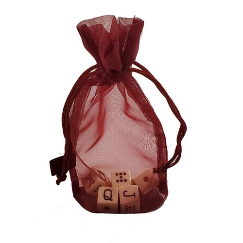 Spanish Poker Dice Set with Red Mesh Bag