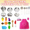 ArtCreativity Pretend Play Kitchen Set for Kids, 23-Piece Kids’ Kitchen Playset with Pots, Pans, Chef Hat, Apron, Utensils, Knife Toy, Pretend Play Food, & More, Kids’ Kitchen Playset for Hours of Fun