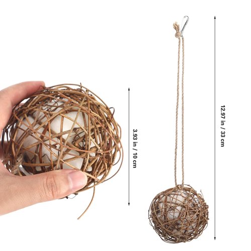 Kisangel 2 pcs Rattan Bird Nesting Balls Decorative Wicker Balls Parakeet Toys Bird Cage Accessories Parrot Chewing Foraging Toys
