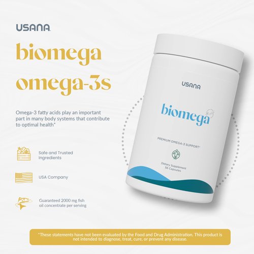 USANA BiOmega Fish Oil Supplement with Omega 3 Fatty Acids to Support Heart, Brain, Eye, Skin, and Joint Health* - 56 Capsules - 28 Day Supply