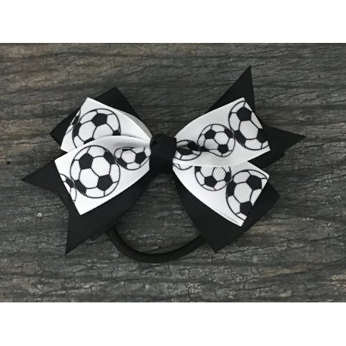 Sportybella - Soccer Hair Accessories Set: Adorable Black and White Soccer Ball Prints - Hair Bows, Ponytail Holders - Gift for Girls Soccer Enthusiasts