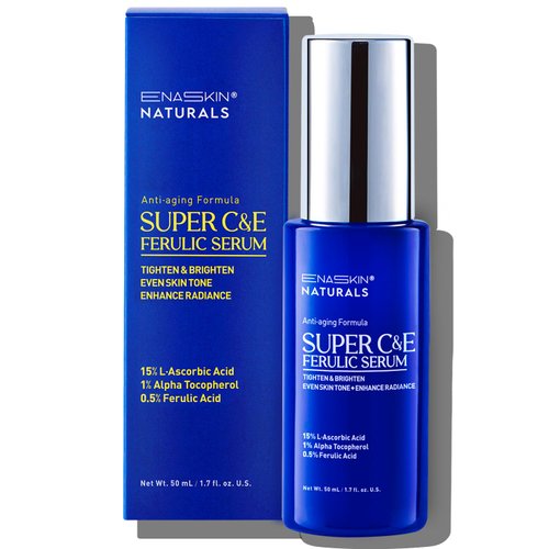 Super C Serum for Face: Enaskin Naturals Vitamin C Face Serum with Ferulic Acid for Women Mature Skin, Premium Formula Vit C Facial Serum for Brightening Dark Spots and Glowing up Skin - 1.7 Oz