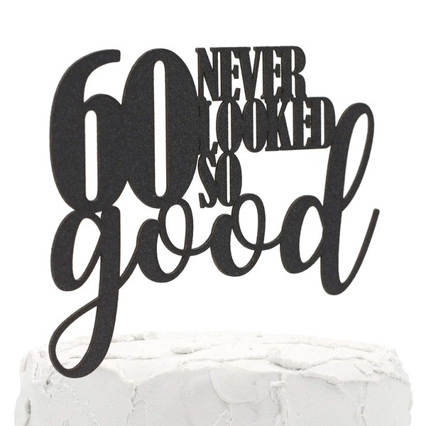 NANASUKO 60th Birthday Cake Topper - 60 never looked so good - Double Sided Rose Gold Glitter - Premium quality Made in USA