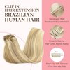 GOO GOO Clip in Hair Extensions Real Human Hair, 18inch 120g 7Pcs, 18A/613A Dark Blonde Highlighted Bleach Blonde, Remy Human Hair Extensions Clip ins for Women, Natural Human Hair