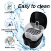Black Denture Soaking Container Partial Denture Case, Orthodontic Retainer Cleaning Case Denture Cleaner Container Dentures Teeth Cup with Strainer and Lid Waterproof