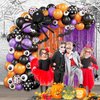 AIBIIN 153pcs Halloween Party Balloons Halloween Balloon Arch Garland Kit Black Orange Purple Confetti Balloons Orange Purple Foil Fringe Curtain Halloween Birthday Baby Shower Party Balloons Supplies