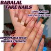 BABALAL Long Square Press on Nails Brown Fake Nails French Tip Glue on Nails Rhinestone Acrylic Nails 24Pcs Fall Squoval Artificial False Nails for Women and Girls
