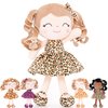 Gloveleya Baby Dolls Soft Snuggly First Baby Girl Gifts Plush Doll with Light Skin & Leopard Dress 12inches Animal Series