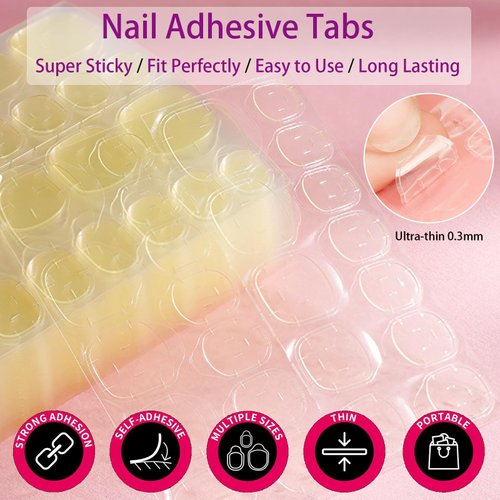 Sawvolker 50Pcs Press on Nail Tool Kit - Nail Glue, Adhesive Tabs, Mini Nail File and Shine Nail Buffer Block, Acrylic Sticks, Prep Pads, Packaging Bag for Nails Salon Press on Nail Business