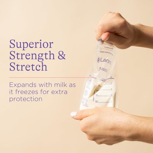 Lansinoh Breastmilk Storage Bags, 100 Count, Easy to Use Breast Milk Storage Bags for Feeding, Baby Essentials, Presterilized, Hygienically Doubled-Sealed for Freezing & Refrigeration, 6 Ounce