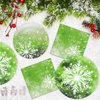 YY 150 Christmas Paper Plates and Napkins Set Green Snowflake 9in Dinner Plates, 13in Paper Napkins, 7in Dessert Plates Disposable Dinnerware Watercolor Snow Crystal Christmas Party Supplies