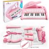 Love&Mini Piano Keyboard Toy for Girls - 24 Keys Toddler Piano Music Toy Instruments with Microphone, Pink Piano Toys for 1 2 3 Years Old Girls Birthday Xmas Gift