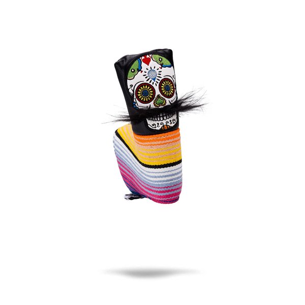 Pins & Aces LE Sugar Skull Mustache Blade Putter Head Cover - Premium, Hand-Made Leather Putter Headcover - Funny, Tour Quality Golf Club Cover - Style and Customize Your Golf Bag (Black)
