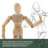 US Art Supply® Wood Artist Drawing Manikin Articulated Mannequin with Base and Flexible Body - Perfect for Drawing The Human Figure (5" Male)