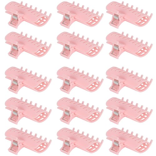 Hot Roller Clips, 15Pcs/Set Hair Roller Clips Hair Fixed Styling Curler Claw Clamp Hairdressing Tool for Women Girls Hair Section Styling Hair Curler Claw Clip Replacement Curler Clips(Pink)