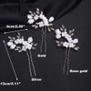 Denifery 3PCS Bride White Flower Wedding Hair Pins Clips Rhinestone Silver Bridal Hair Piece Accessories for Women and Girls (Rose Gold)