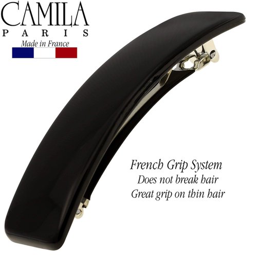 Camila Paris CP1476 French Hair Barrette Clip for Girls, Rubberized Automatic Clasp Strong Hold Grip Hair Clips for Women, No Slip and Durable Styling Girls Hair Accessories, Made in France
