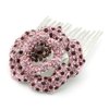Medium Decorative Hair Comb Rhinestone Crystal Rose Bridal Hair Comb, Pink