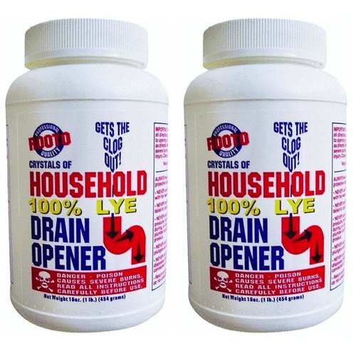 Rooto 1030 Drain Cleaner With Lye, 1 lb, 2 Piece